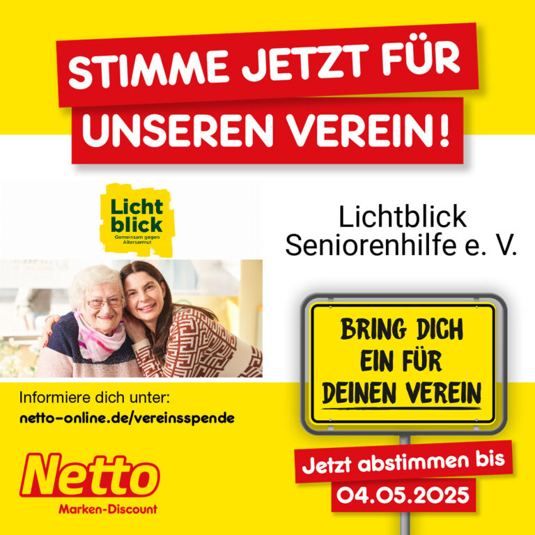 ✅ JETZT LICHTBLICK UNTERSTÜTZEN – DEINE STIMME ZÄHLT!
Wir haben es geschafft! @lichtblickseniorenhilfe ist beim Vereinsspende-Wettbewerb von @netto_marken_discount im Voting gelandet – und jetzt brauchen wir DEINE Unterstützung!
Warum voten?
Wenn wir genug Stimmen sammeln, wird LichtBlick offizieller Spendenpartner in einer Netto-Filiale.
Das bedeutet:
✅Noch mehr Hilfe für Seniorinnen & Senioren in Altersarmut.
✅Noch mehr Lichtblicke im Alltag.
So einfach geht’s:
1️⃣ Klicke auf den Abstimmungslink:
Link 🔗 in der BIO
2️⃣ Stimme für LichtBlick ab
3️⃣ Bestätige die Mail, die du danach bekommst (erst dann zählt deine Stimme!)
4️⃣ Teilen, weiterleiten, weitersagen!
🗓️ Deadline: 4. Mai 2025
Einmal abstimmen – Großes bewirken!
Mach mit – für Menschlichkeit, für Zusammenhalt, für mehr Lichtblicke im Leben älterer Menschen.
#Lichtblick #Vereinsspende #NettoVoting #GemeinsamStark #Seniorenhilfe #JetztAbstimmen