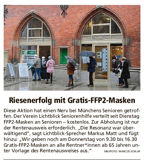 11.02.2021 | Münchner Merkur | Riesenerfolg mit Gratis-FFP2-Masken