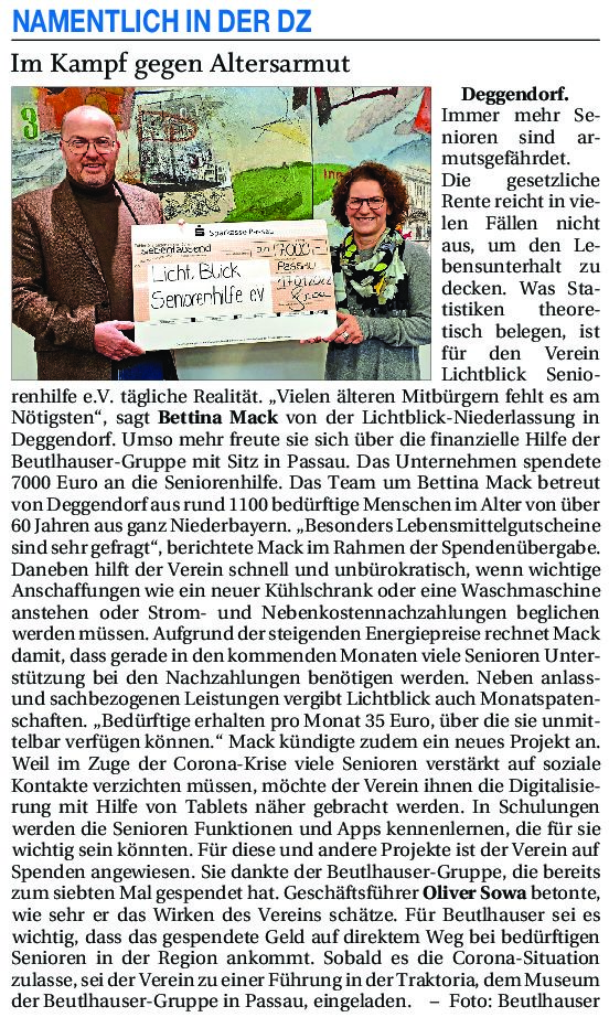 16.01.2022 | Deggendorfer Zeitung | Im Kampf gegen Altersarmut