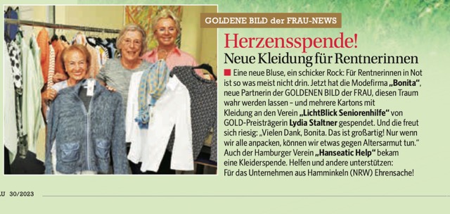 21.07.2023 | BILD der FRAU | „Herzensspende – Neue Kleidung für Rentnerinnen“