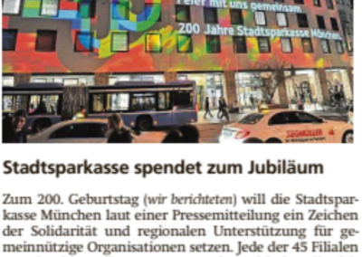 04.01.2024 | Münchner Merkur | „Sparkasse spendet zum Jubiläum“