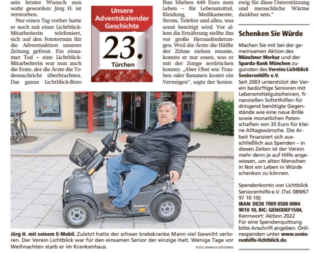 23.12.2022 | Münchner Merkur | „Spendenaktion 2022 – Tag 23“