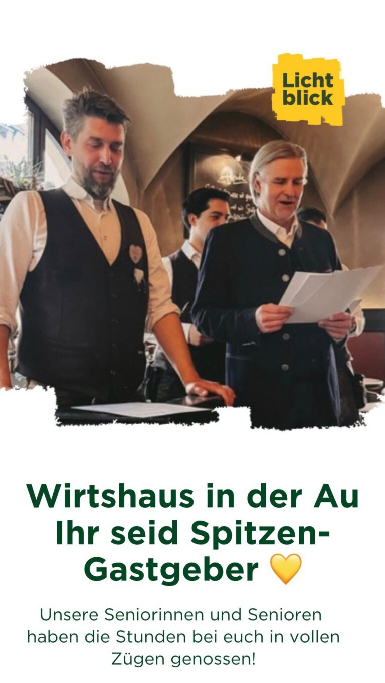 Danke für die ganz besondere Einladung, @wirtshaus_inder_au 💛

Bereits zum zweiten Mal hat Wirt Florian Oberndorfer @foberndorfer rund 80 Seniorinnen und Senioren eingeladen 💛 - und dieses Mal wurde es sogar musikalisch! 🎶

Das Team hat sich eine tolle Showeinlage zum Mitsingen überlegt – und alle haben begeistert mitgemacht.

Die Stimmung war einfach einzigartig: Es wurde gesungen, gelacht und gemeinsam ein unvergesslicher Nachmittag erlebt. ✨

Zu so einem besonderen Anlass dürfen natürlich auch bayerische Schmankerl nicht fehlen. Florian hat das alles möglich gemacht und unsere Lichtblick-Seniorinnen und Senioren rundum verwöhnt. 🍽️

Danke für diesen besonderen Tag und all die strahlenden Gesichter! 💛

#dankbar #wirtshausinderau #gemeinsamgegenaltersarmut #lichtblickseniorenhilfe