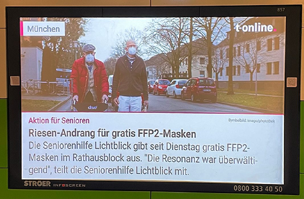 12.02.2021 | Infoscreens ÖPNV | Riesen-Andrang für gratis FFP2-Masken