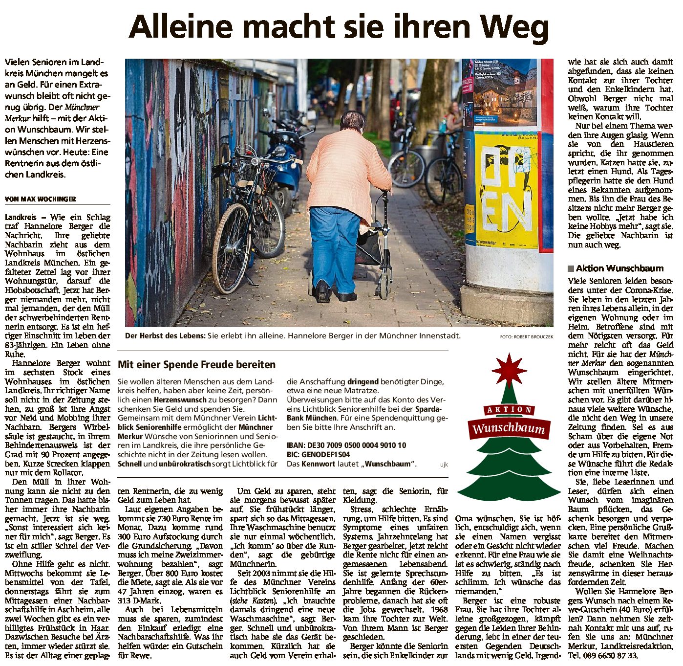 09.12.2021 | Münchner Merkur Süd | Alleine macht sie ihren Weg