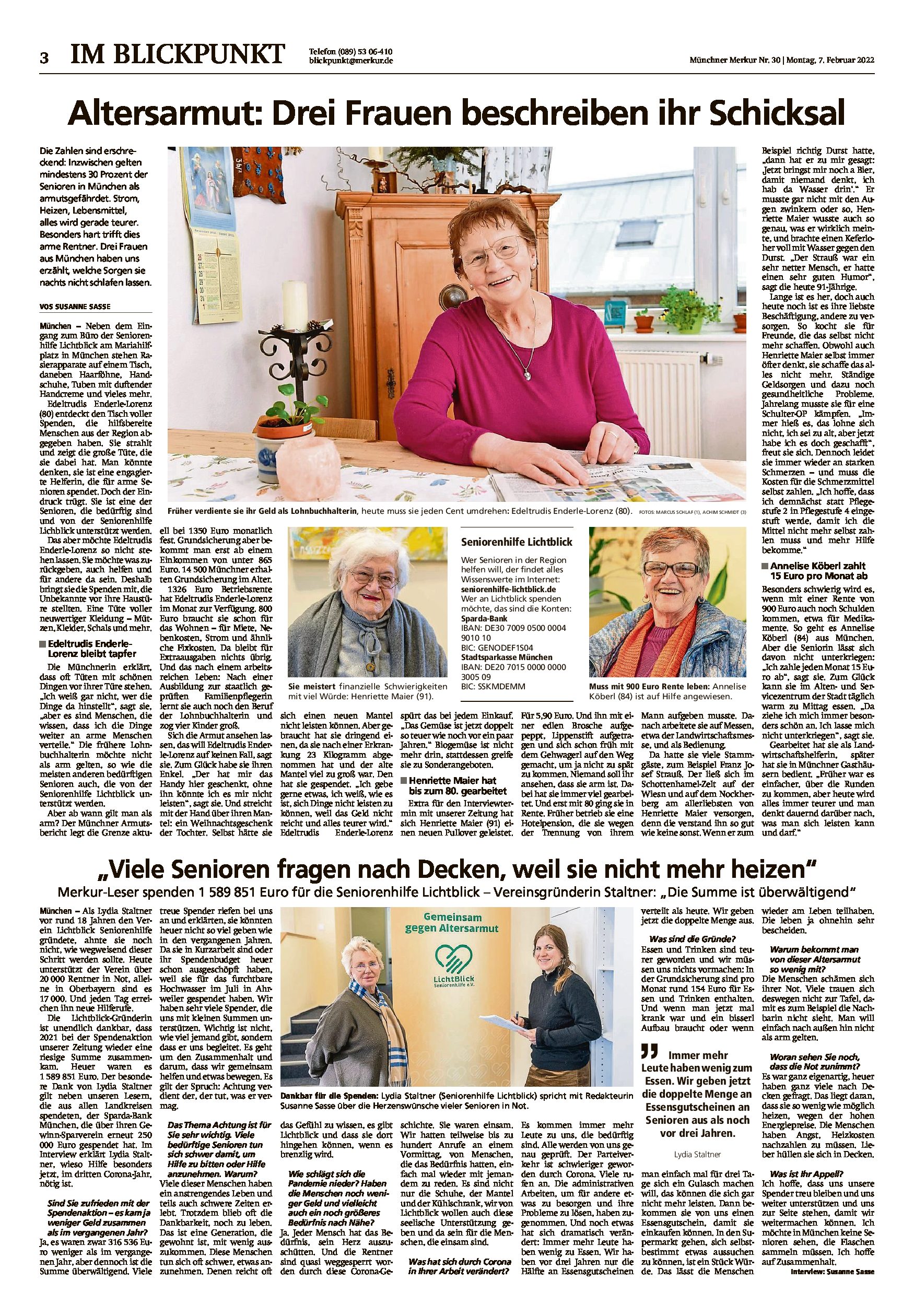07.02.2022 | Münchner Merkur | Altersarmut: Drei Frauen beschreiben ihr Schicksal