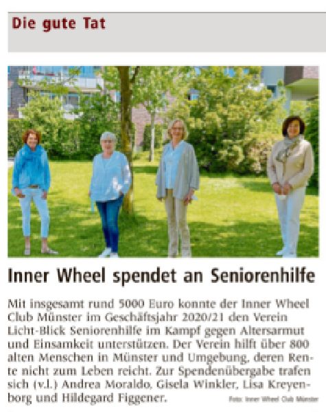 09.07.2021 | Münstersche Zeitung | Inner Wheel spendet an Seniorenhilfe