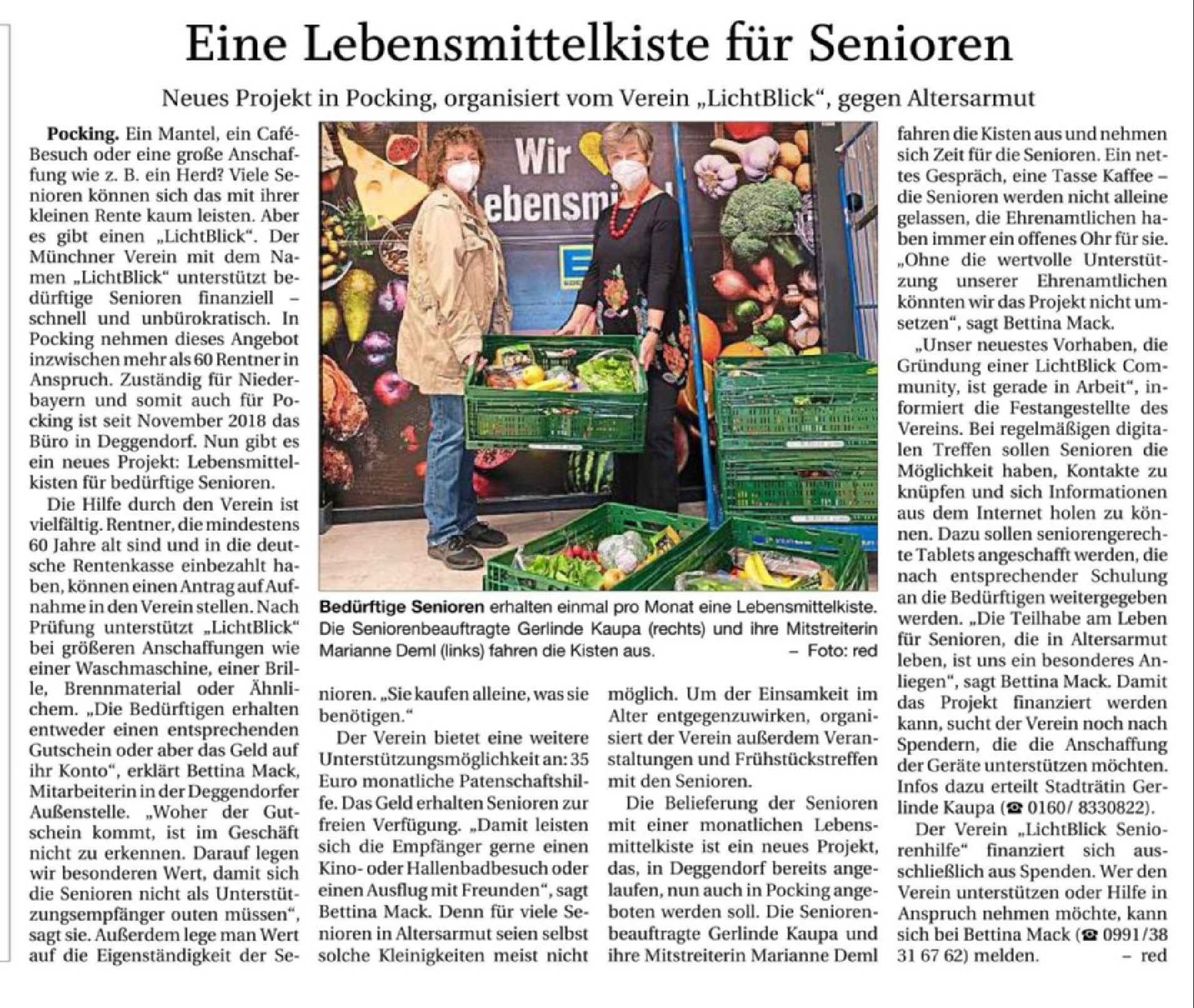 01.05.2021 | Passauer Neue Presse | Eine Lebensmittelkiste für Senioren